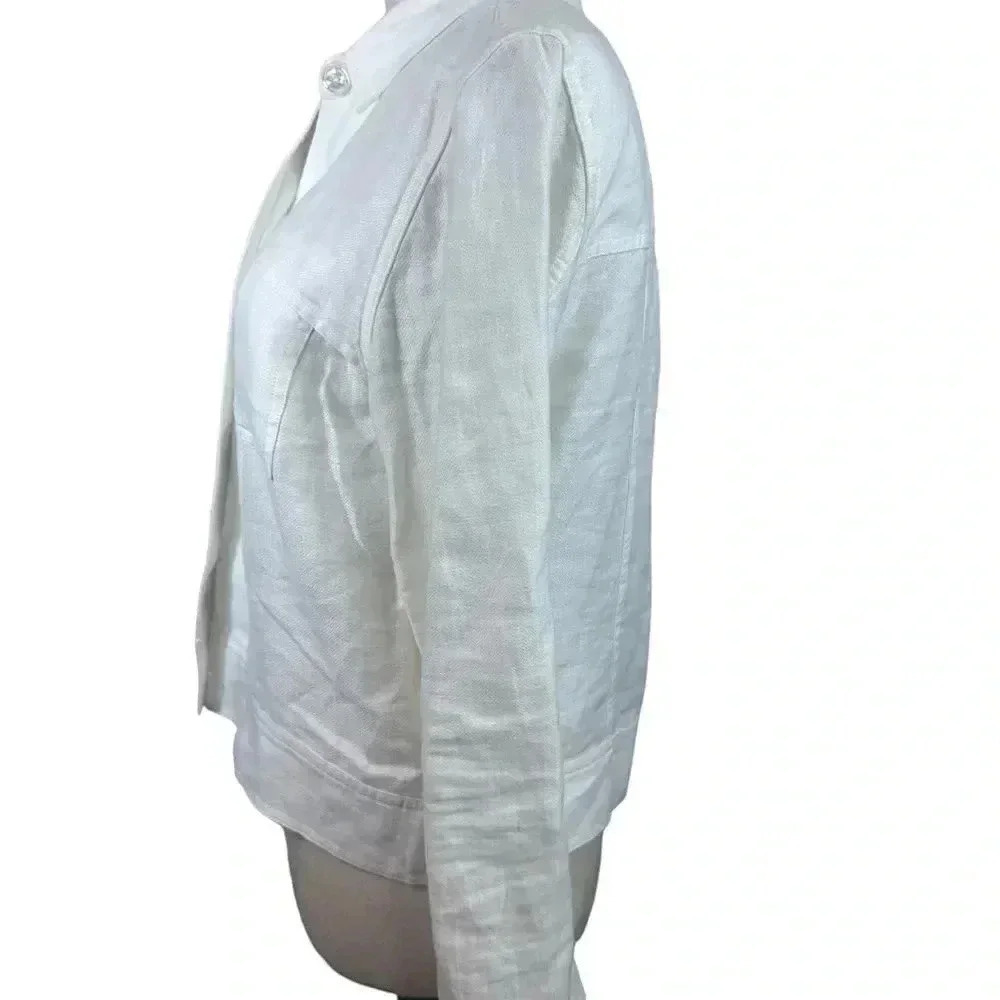 Doncaster White Linen Button Front Jacket Size 4 - image 5